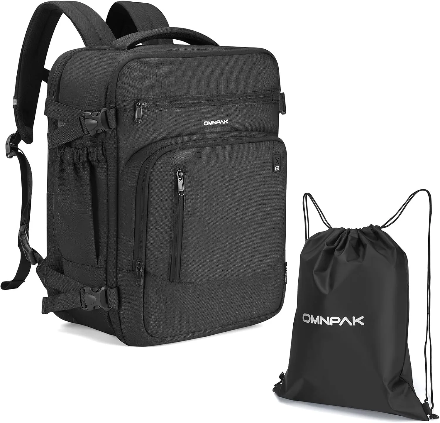Omnpak Travel Backpack 18x14x8, Spirit Airlines Personal Item Bag with Shoe Compartment,17 Inch Laptop Backpack for men Airline Approved,Carry On Luggage with Wet Pocket, Black