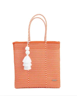 Orange and White Checker Jumbo Tote