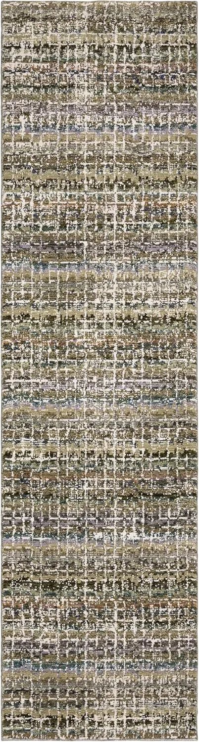 Oriental Weavers Atlas Area Rug - 747A0-2'3" x 8' - in Green/Multi - Modern Style, Stain Resistant, Family and Pet Friendly, Entryway, Hallway Runner Rug