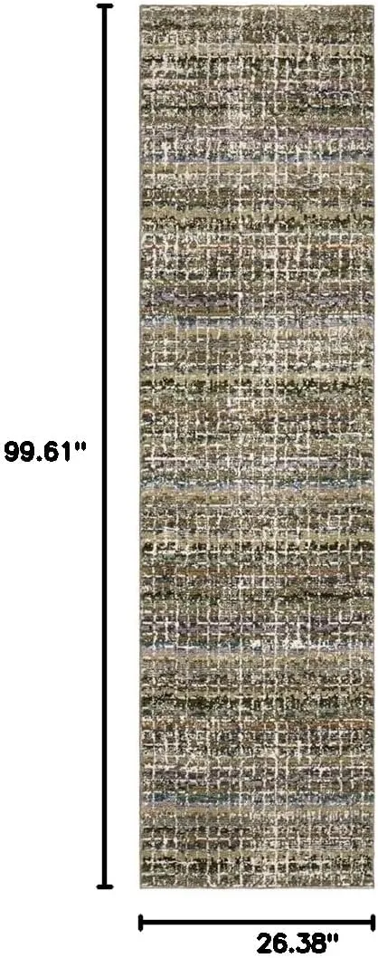 Oriental Weavers Atlas Area Rug - 747A0-2'3" x 8' - in Green/Multi - Modern Style, Stain Resistant, Family and Pet Friendly, Entryway, Hallway Runner Rug