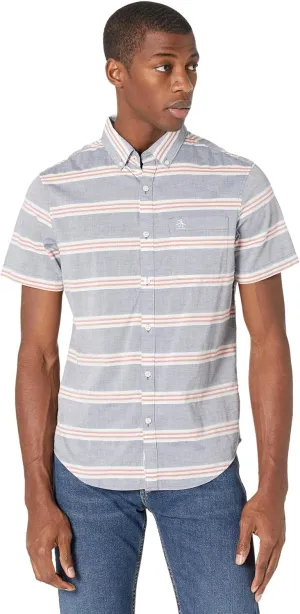Original Penguin Men's Standard Horizontal Stripe Short Sleeve Button-Down Shirt