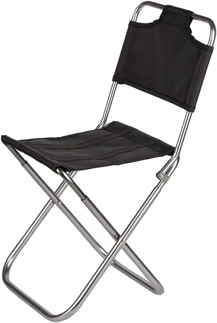 Outdoor Chair Folding Camping Chair Small Camping Stool Chair Portable Fishing Seat Stool with Backrest for Outdoors Hiking Fishing Gardening Camping Chair Foldable Chair, Black
