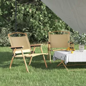 Outdoor Chair with Foot Rest Heavy Duty Beach chairCamping Chairs 2 pcs Beige 21.3"x16.9"x23.2" Oxford FabricSuitable for Garden Patio Living Room