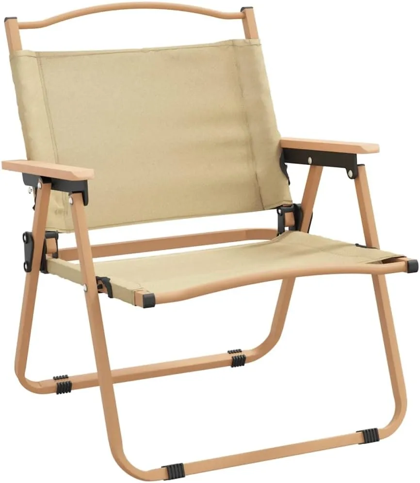 Outdoor Chair with Foot Rest Heavy Duty Beach chairCamping Chairs 2 pcs Beige 21.3"x16.9"x23.2" Oxford FabricSuitable for Garden Patio Living Room