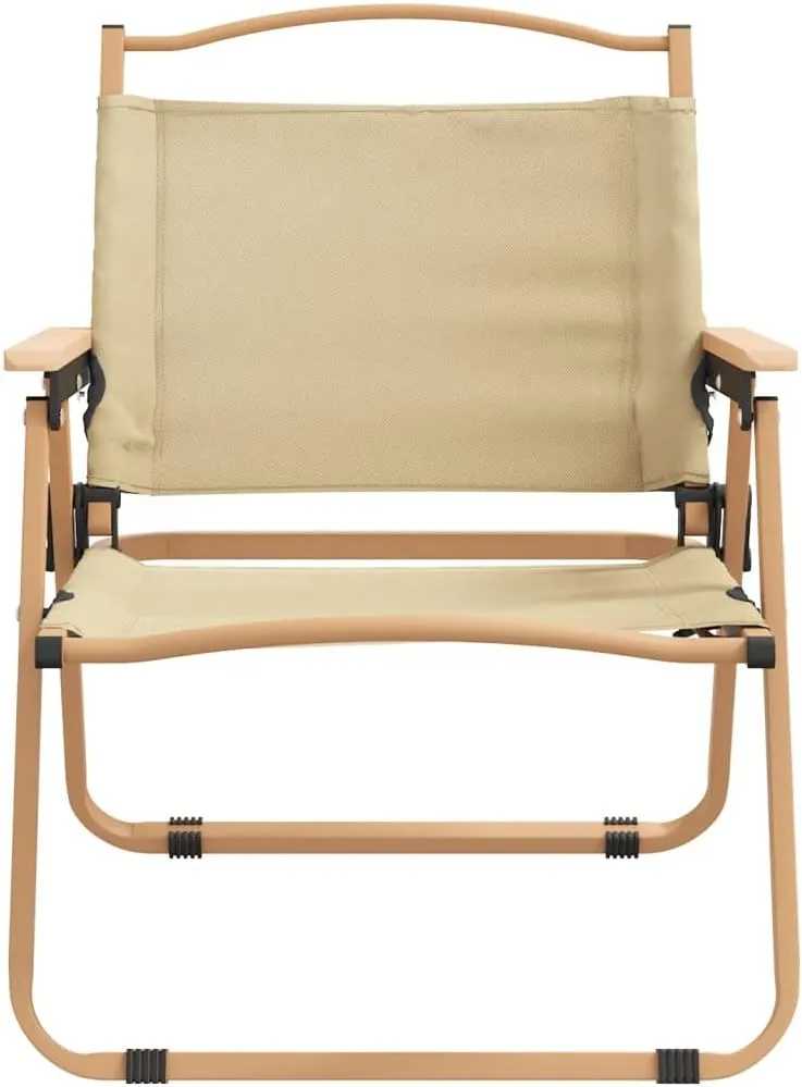 Outdoor Chair with Foot Rest Heavy Duty Beach chairCamping Chairs 2 pcs Beige 21.3"x16.9"x23.2" Oxford FabricSuitable for Garden Patio Living Room