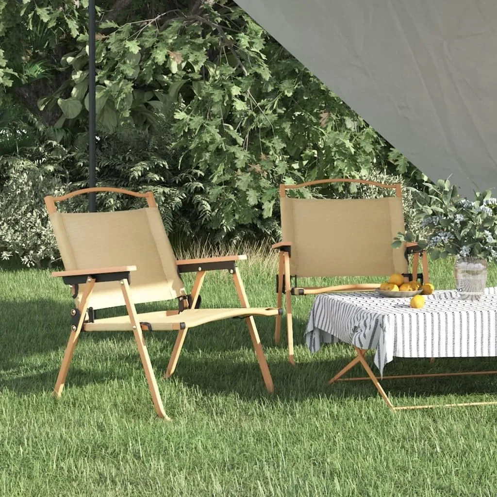 Outdoor Chair with Foot Rest Heavy Duty Beach chairCamping Chairs 2 pcs Beige 21.3"x16.9"x23.2" Oxford FabricSuitable for Garden Patio Living Room