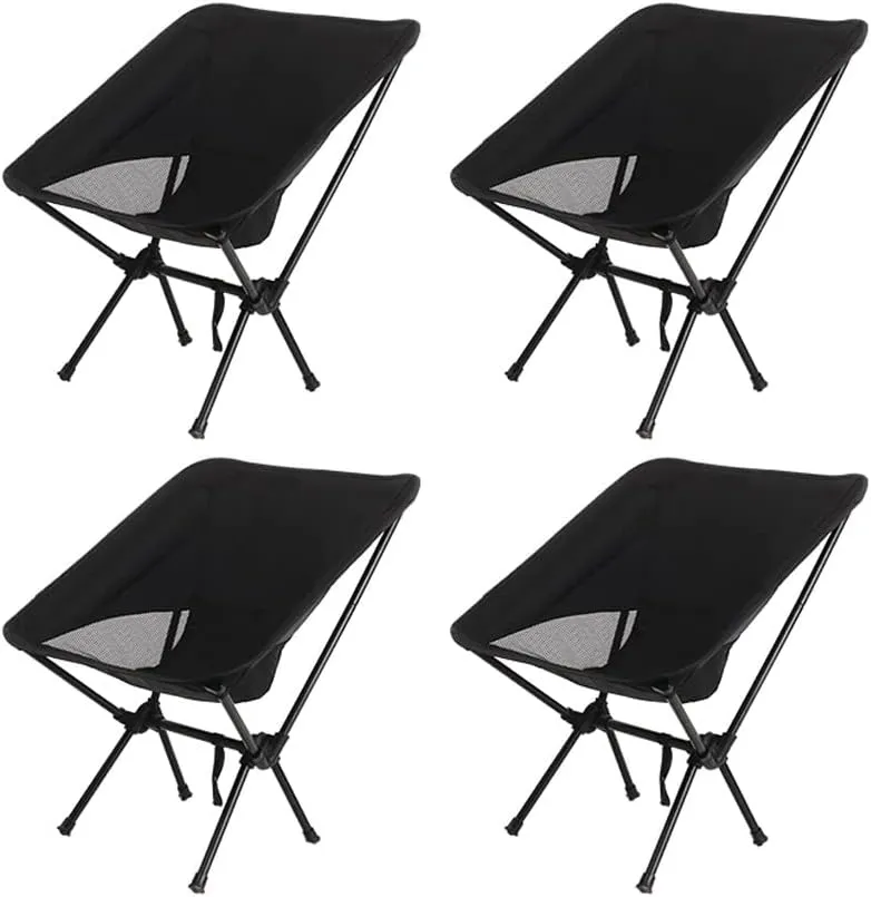 Outdoor Folding Chair Portable Camping Fishing Bench Picnic Leisure Recliner Camping Chair (Color : Schwarz)