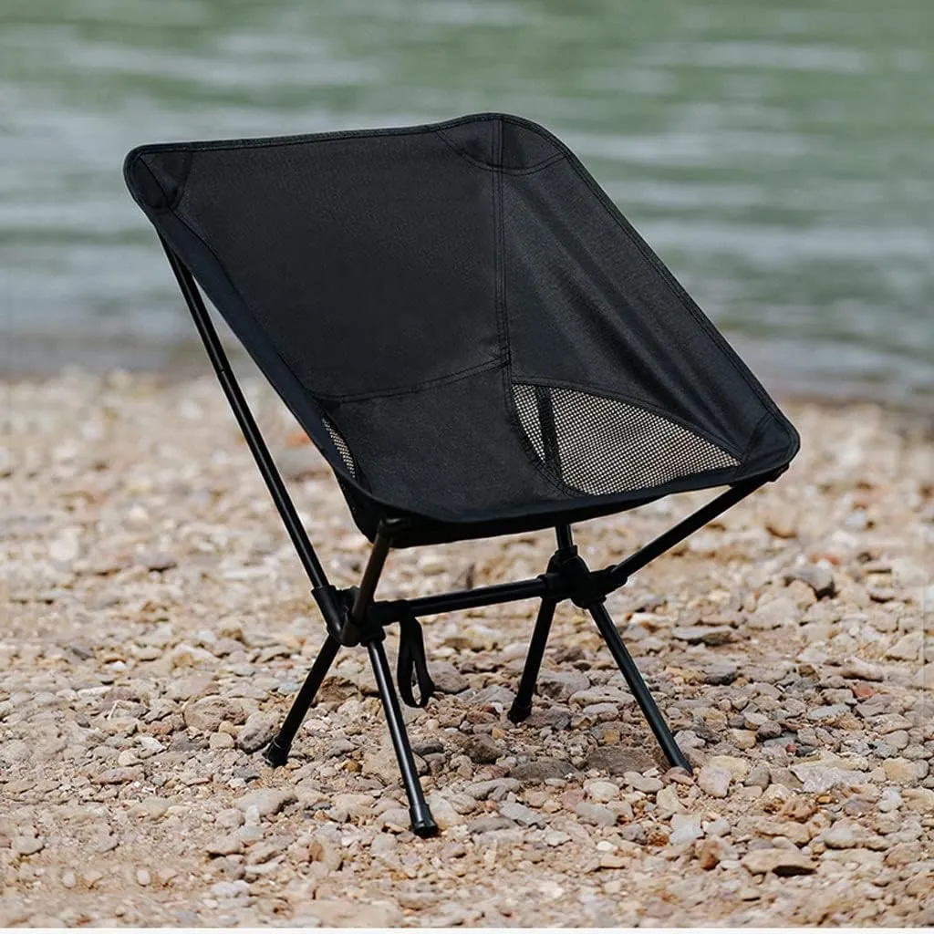 Outdoor Folding Chair Portable Camping Fishing Bench Picnic Leisure Recliner Camping Chair (Color : Schwarz)