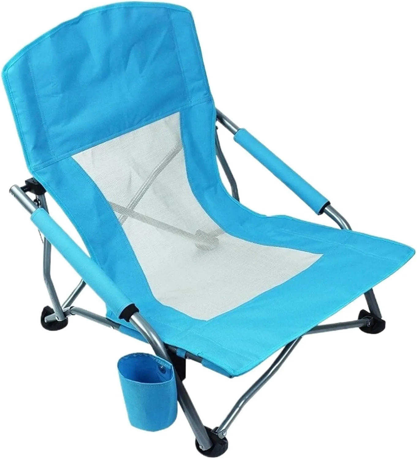 Outdoor Lounge Chair Beach Chair Folding Chair Oxford Cloth High Back Chair Blue Orange(Blue)