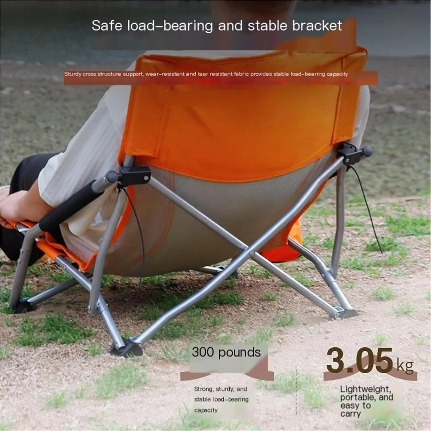 Outdoor Lounge Chair Beach Chair Folding Chair Oxford Cloth High Back Chair Blue Orange(Blue)