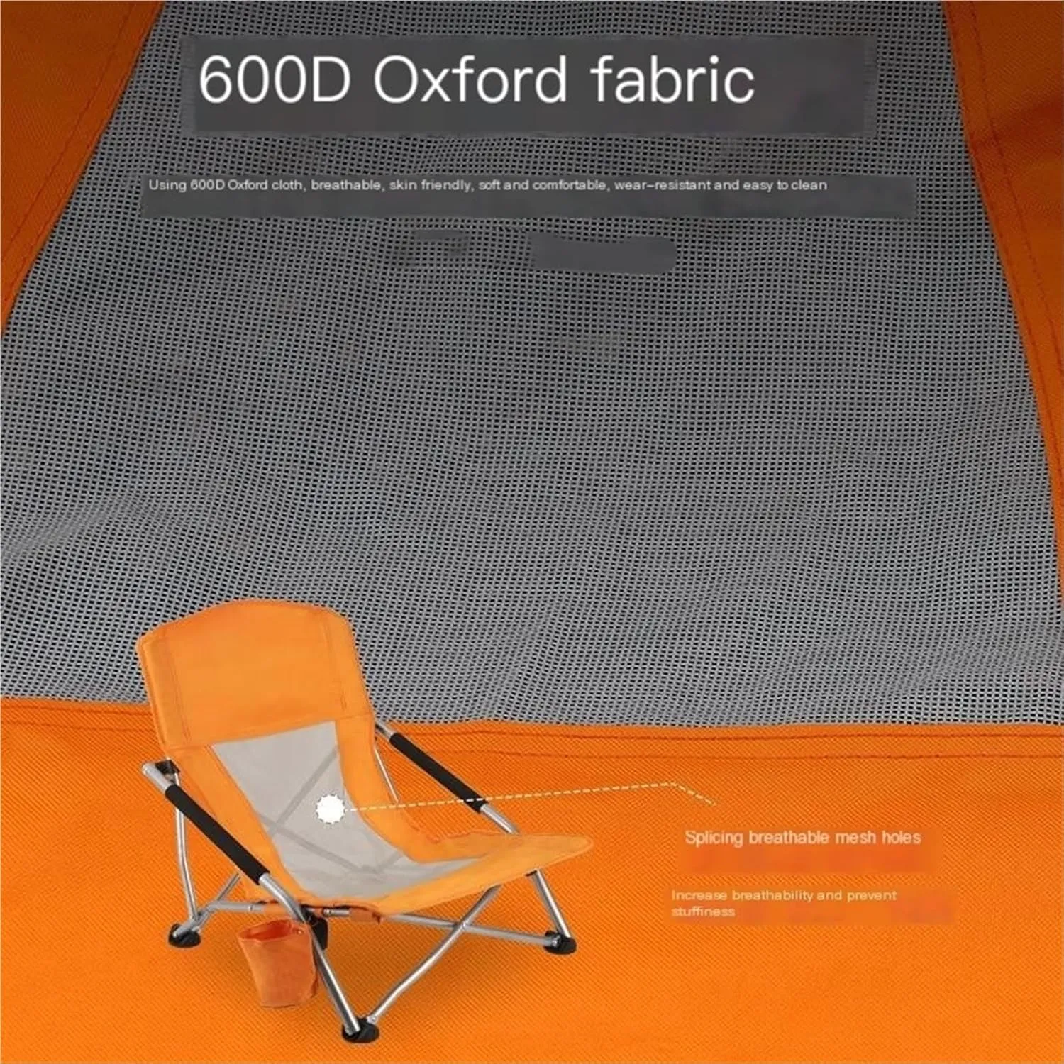 Outdoor Lounge Chair Beach Chair Folding Chair Oxford Cloth High Back Chair Blue Orange(Blue)