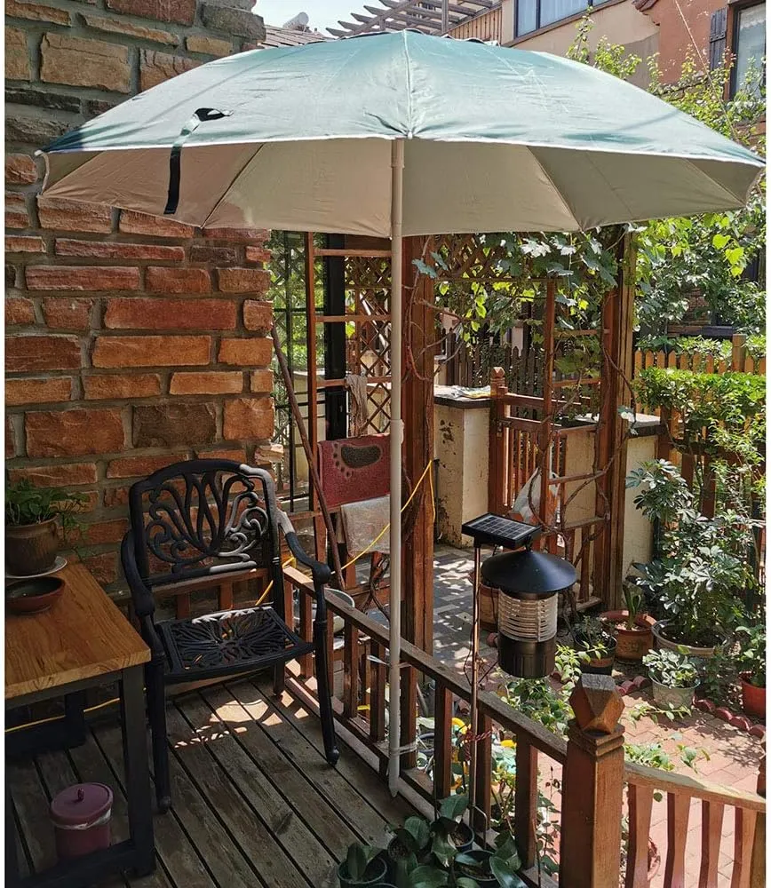 Outdoor Tiltable Garden Umbrella 2.1m, Anti- Round Terrace For Balcony Beach Pool Fishing Market, Green Height Adjustable