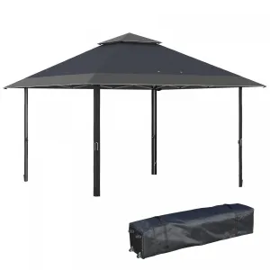 Outsunny 13' X 13' Outdoor Pop-up Party Tent Canopy With Top Vent, Grey|Outsunny 13' X 13' Tente De Fete Pop-up Exterieure, Gris