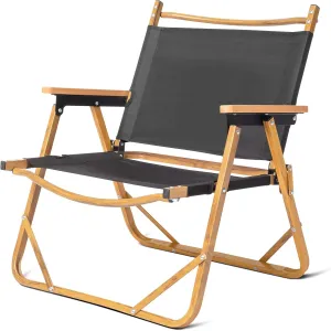 Outvita Portable Folding Camping Chair, Ultralight Low Beach Chair, Durable Aluminum Frame Armchairs for Hiking Concert Fishing Picnic, Supports 220Lbs (Black Medium)