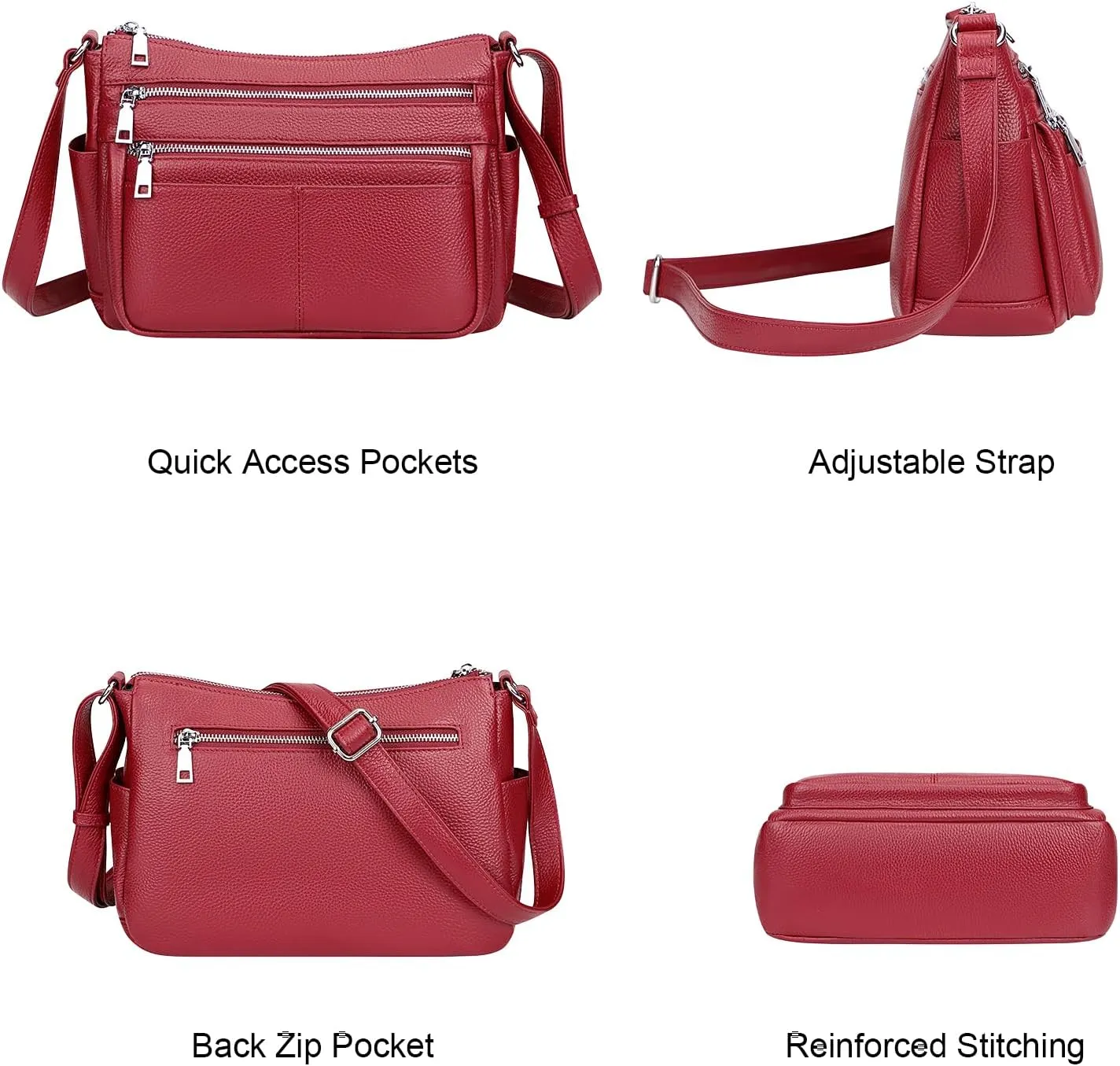 Over Earth Genuine Leather Crossbody Bag for Women Soft Multi Pockets Messenger Bags Ladies Purses and Handbags