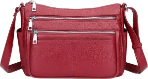 Over Earth Genuine Leather Crossbody Bag for Women Soft Multi Pockets Messenger Bags Ladies Purses and Handbags