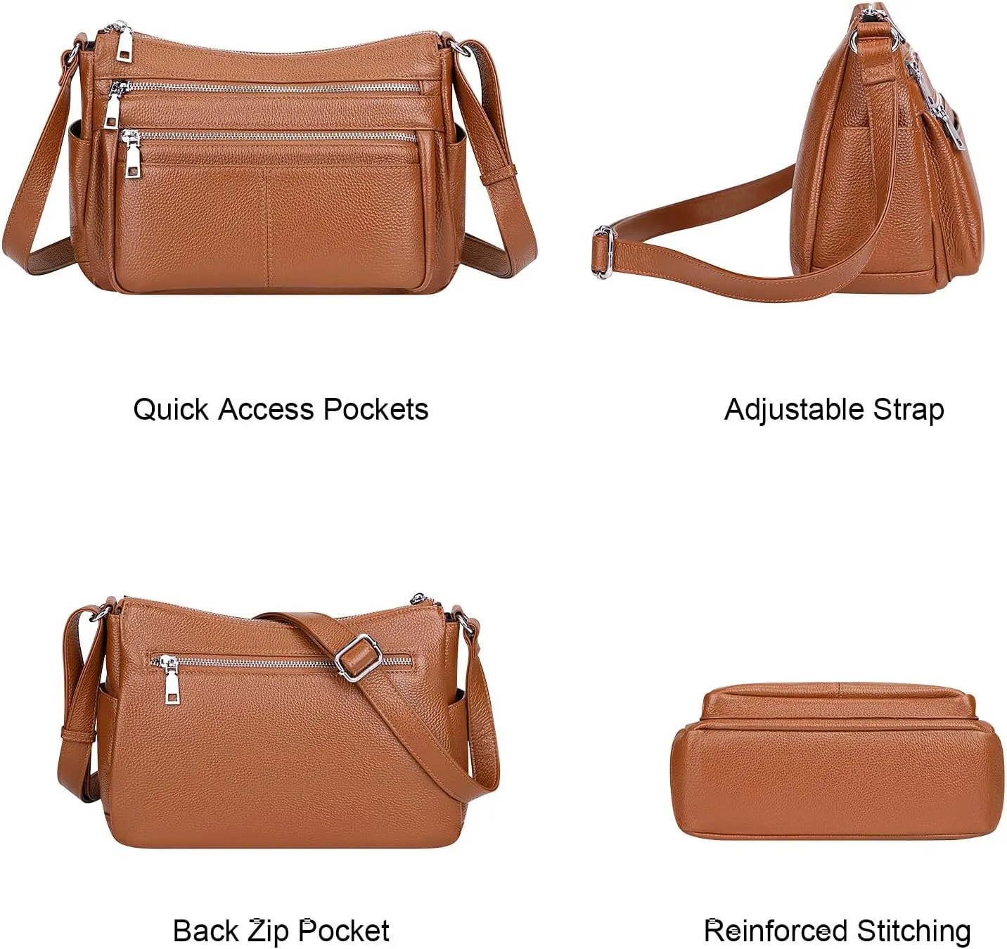 Over Earth Genuine Leather Crossbody Bag for Women Soft Multi Pockets Messenger Bags Ladies Purses and Handbags