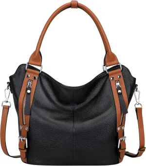 Over Earth Genuine Leather Handbags for Women Hobo Shoulder Bags Ladies Tote Bag
