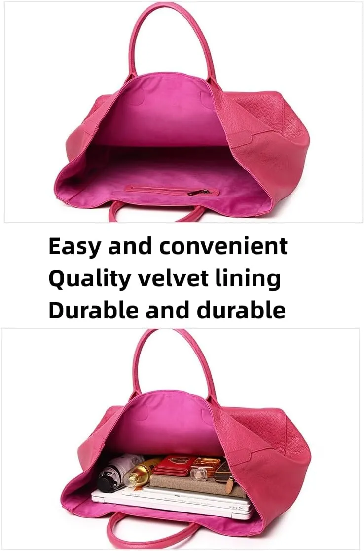 Oversize Tote Bag for Women Genuine Leather Handbags and Purses Cowhide Large Shopper Bag Female Travel Handbag