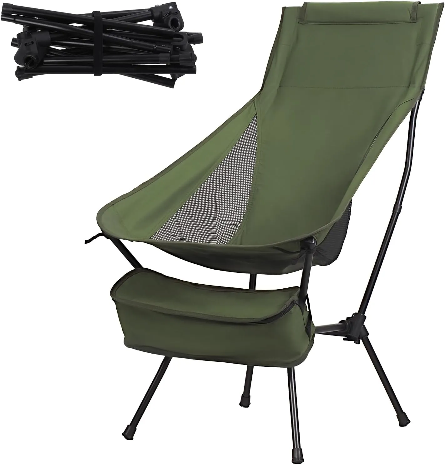 Oversized Folding Camping Chair, Adult Heavy Duty Camping Chair, Outside Folding Chair for Patio, Lawn and Outdoors, Supports 198lbs