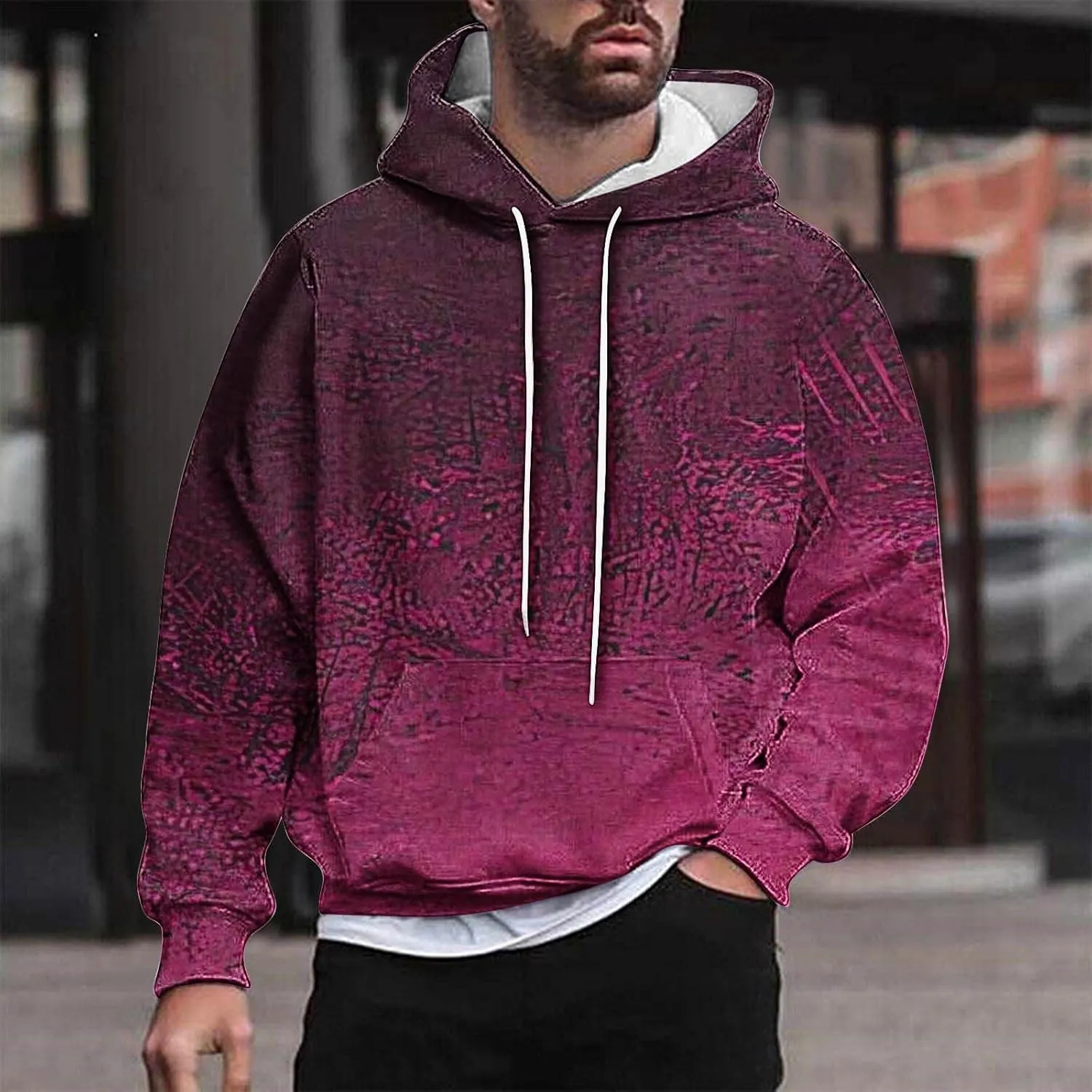 Oversized Hoodies 2024 Fall Vintage Lightweight Mens Hooded Sweatshirts Pullover with Kanga Pockets Streetwear