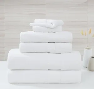 Oversized Luxe Turkish Cotton 6 Piece Towel Set in White, Solid Color Themed, Oeko-TEX Certified Confidence