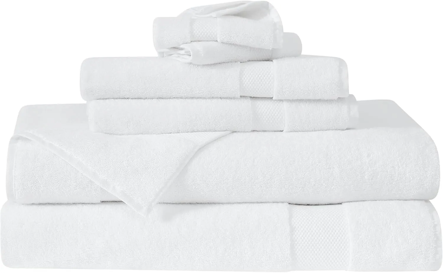 Oversized Luxe Turkish Cotton 6 Piece Towel Set in White, Solid Color Themed, Oeko-TEX Certified Confidence