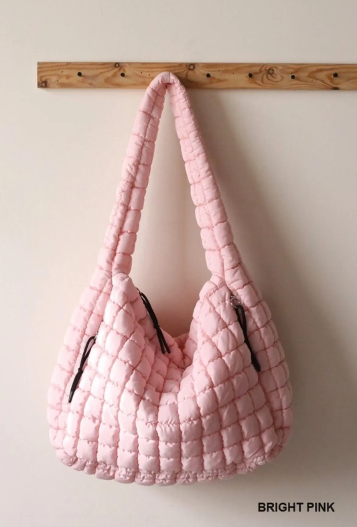 Oversized Quilted Carryall Tote Bag by Zenana (Lt Grey)