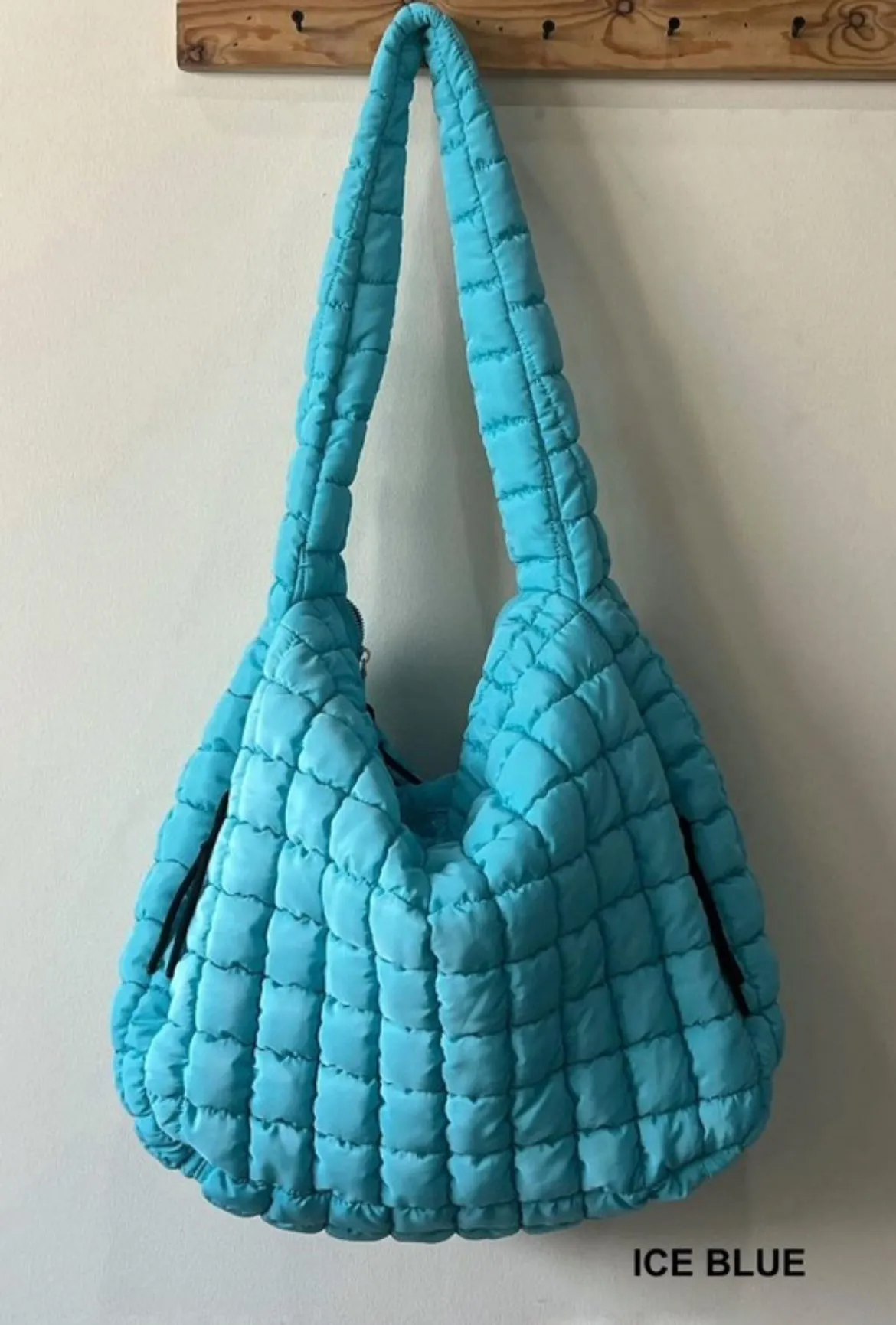 Oversized Quilted Carryall Tote Bag by Zenana (Lt Grey)