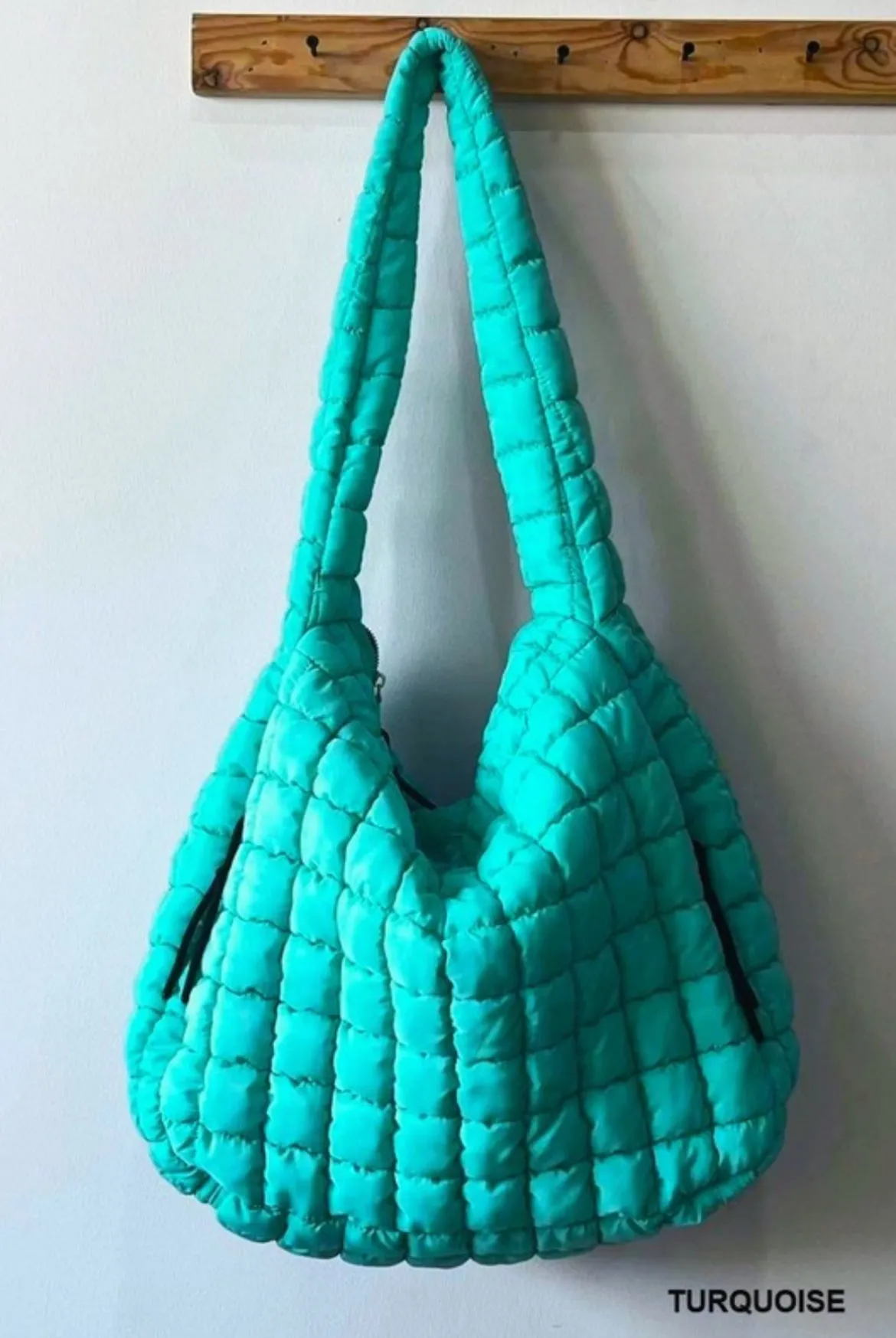 Oversized Quilted Carryall Tote Bag by Zenana (Lt Grey)