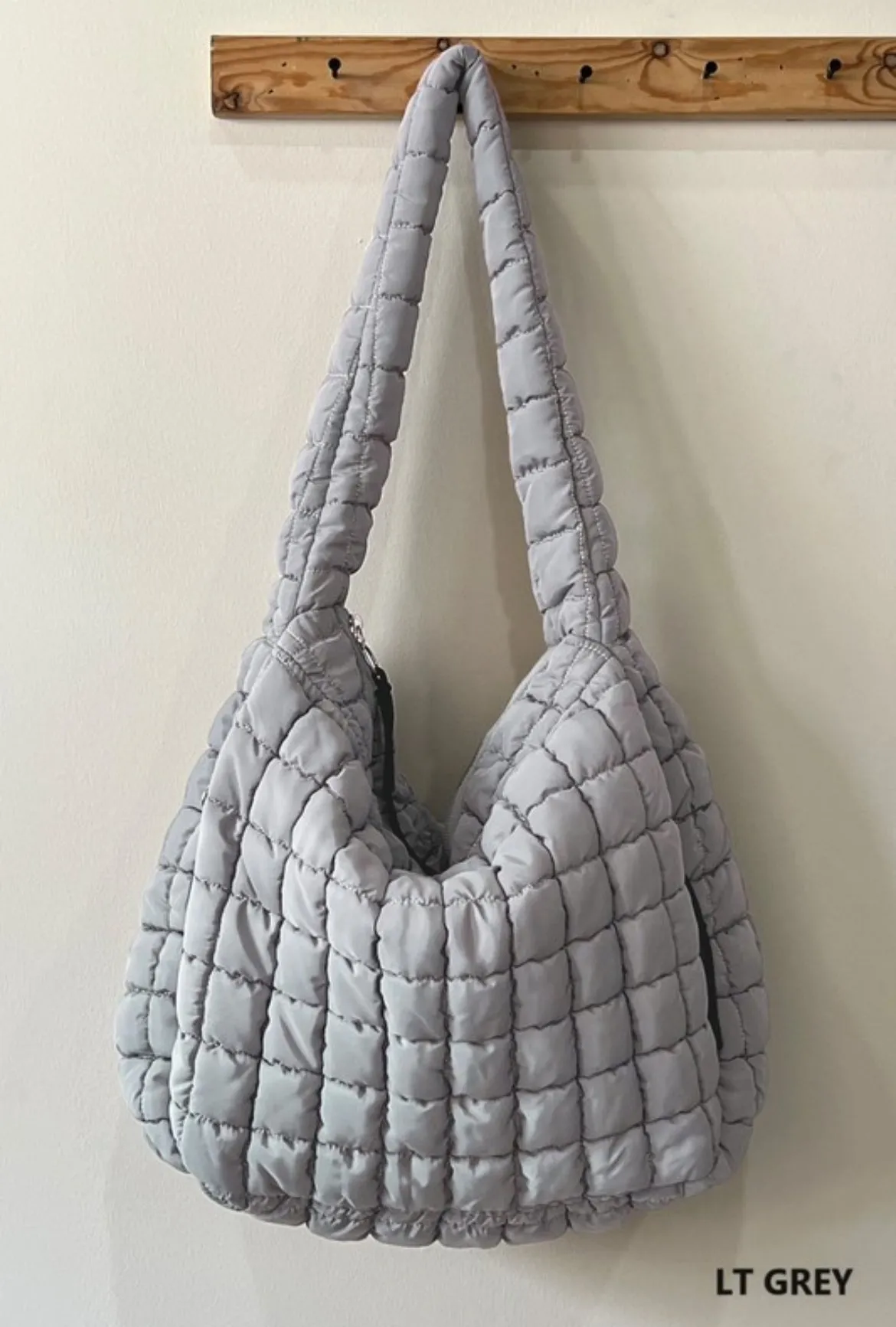 Oversized Quilted Carryall Tote Bag by Zenana (White)