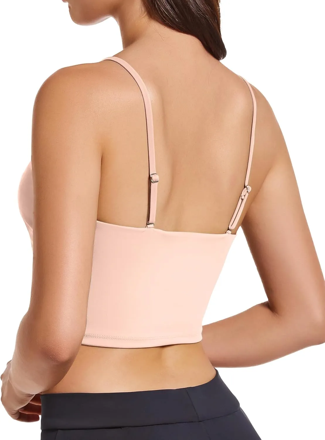 OVESPORT Women's Longline Sports Bras Women Workout Tank Tops with Built in Bra & Adjustable Straps for Yoga Gym Fitnesss
