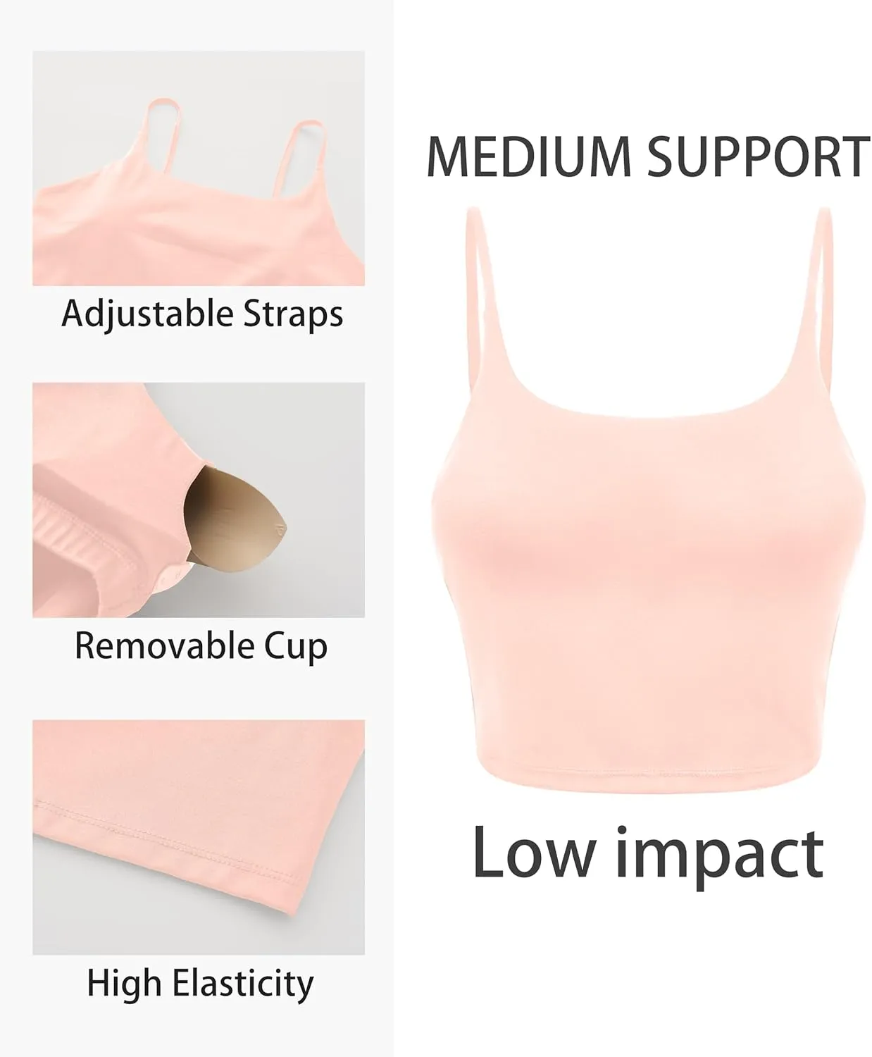 OVESPORT Women's Longline Sports Bras Women Workout Tank Tops with Built in Bra & Adjustable Straps for Yoga Gym Fitnesss