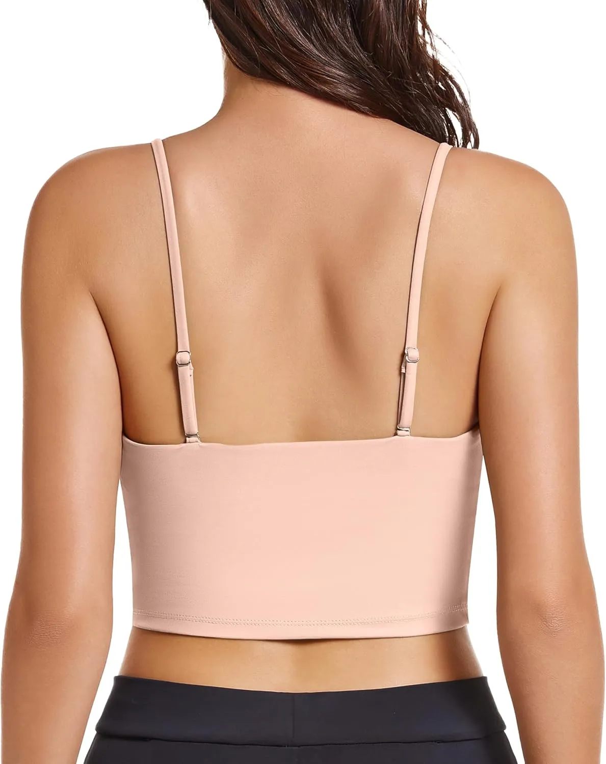 OVESPORT Women's Longline Sports Bras Women Workout Tank Tops with Built in Bra & Adjustable Straps for Yoga Gym Fitnesss