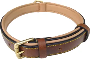 Padded Leather Dog Collar Brown, Slimline Edition, Size Large