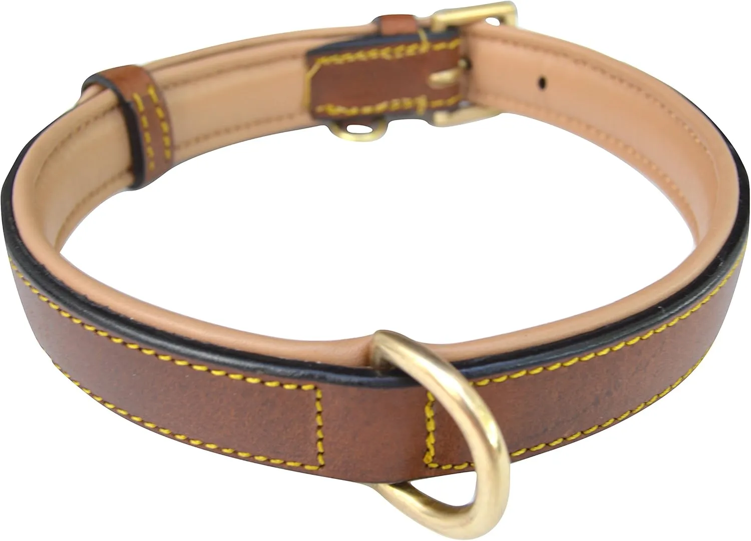Padded Leather Dog Collar Brown, Slimline Edition, Size Large