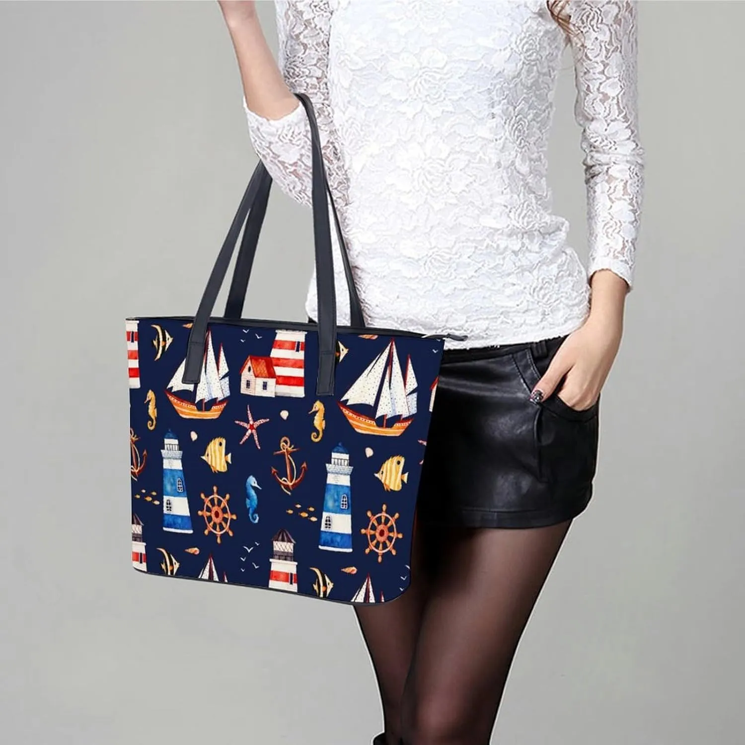 Paisley Purple Floral A Leather Handbag with Large Capacity And Portability
