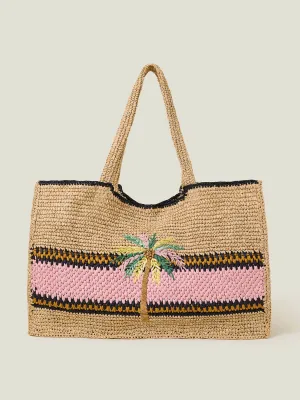 Palm raffia shopper bag