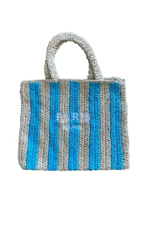 Paris Stripe Tote Bag | Aqua