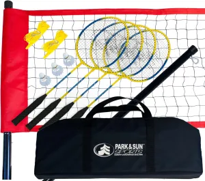 Park & Sun Sports Portable Outdoor Badminton Net System with Carrying Bag and Accessories: Sport Series, Red (BM-Sport)