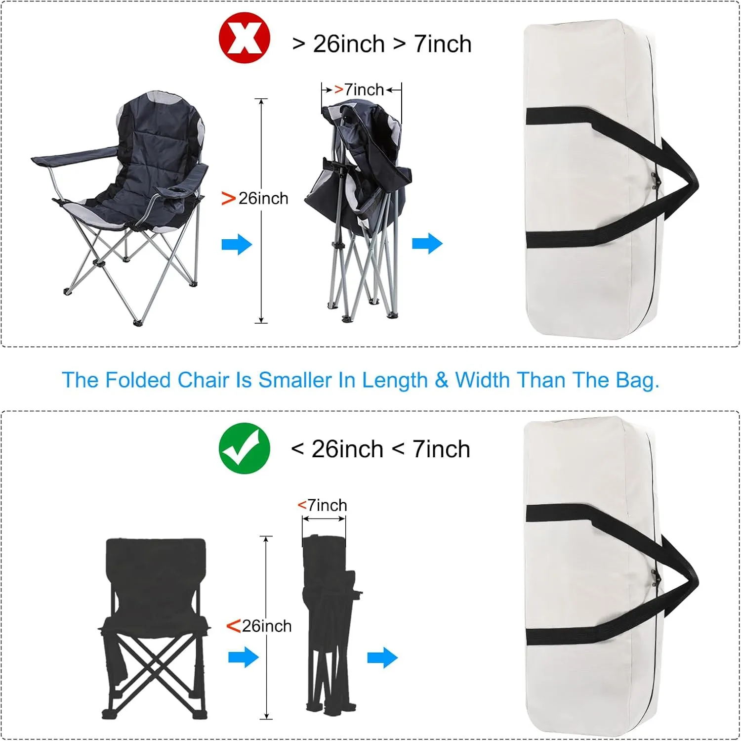 PATIKIL 26" Camp Chair Replacement Bag, Medium Storage Duffle Bag Waterproof Moving Bag with Zipper Foldable Canvas Tote Bag for Travel Camping, Beige (26"x7.8"x8.7")