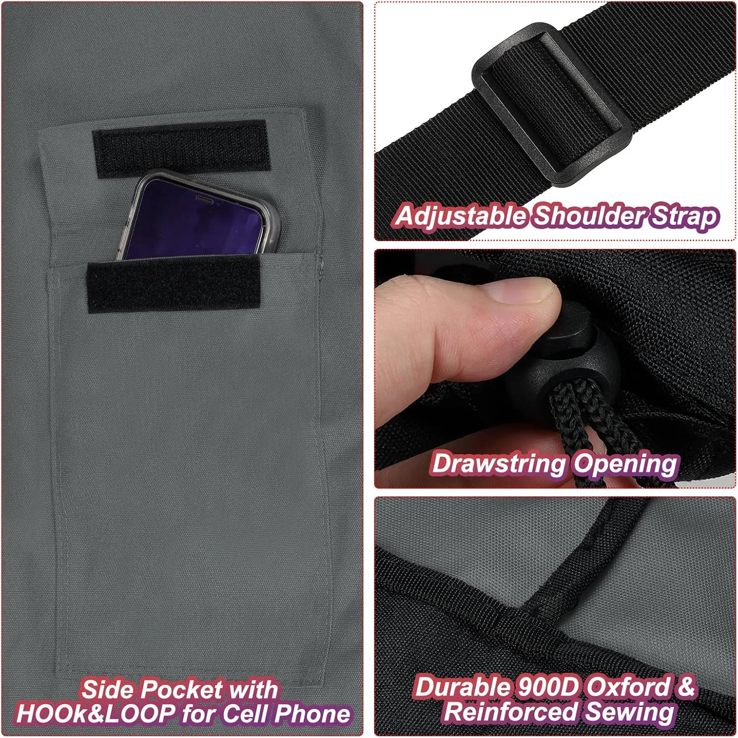 PATIKIL 47 Inch Camp Chair Replacement Bag, Foldable Camping Chair Bag 900D Oxford Large Mouth Carry Bag with Adjustable Shoulder Strap & Side Pocket for Outdoor Camping, Gray