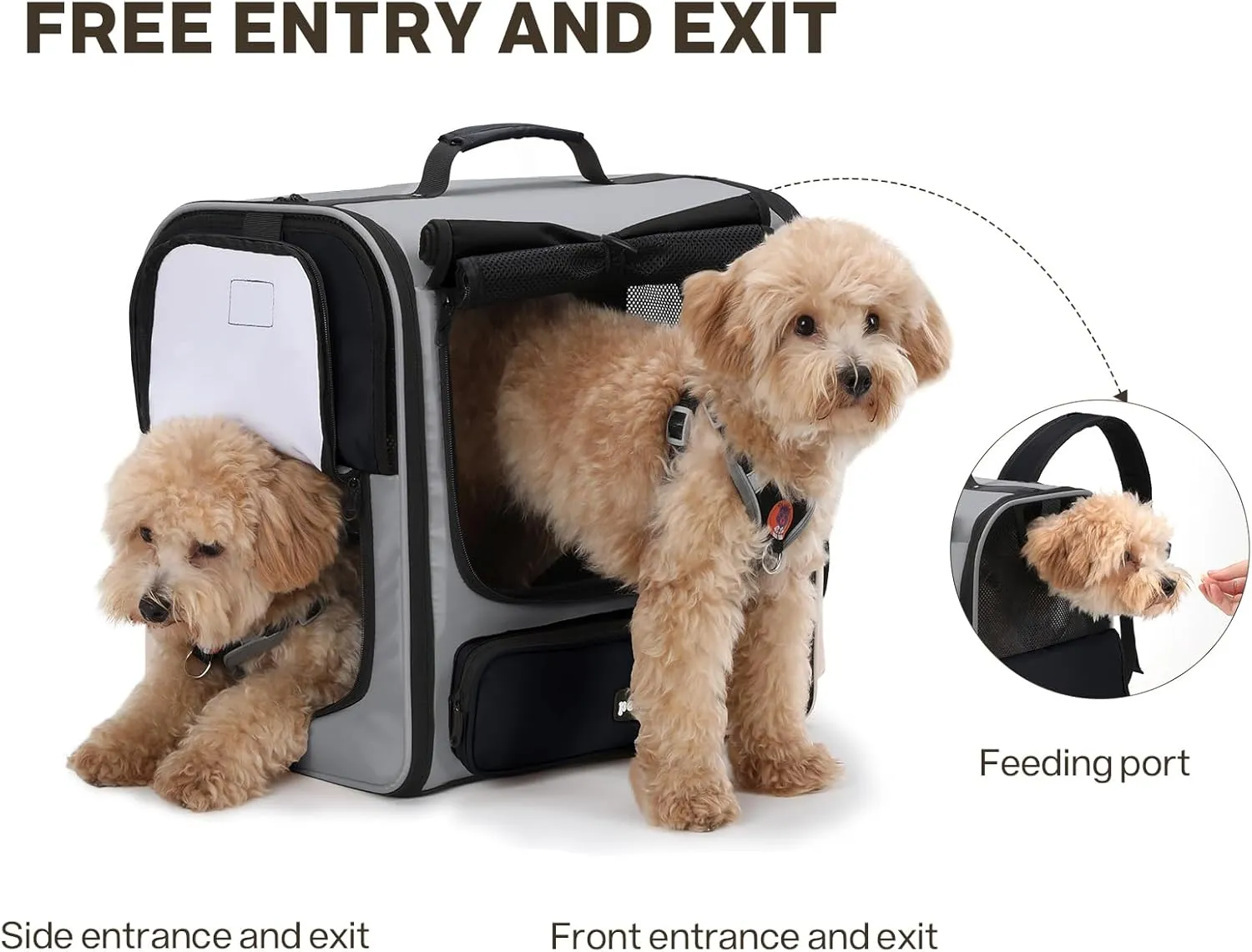 Pecute Cat Carrier Backpack Pet Carrier Backpack Widen Large Space, Stable Pet Backpack for Cat Small Dog, Ventilated Pet Backpack Miniature Dachshund Bag Suitable for Hiking, Camping Grey