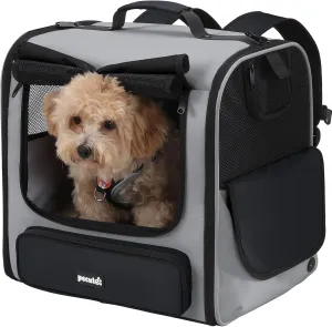 Pecute Cat Carrier Backpack Pet Carrier Backpack Widen Large Space, Stable Pet Backpack for Cat Small Dog, Ventilated Pet Backpack Miniature Dachshund Bag Suitable for Hiking, Camping Grey