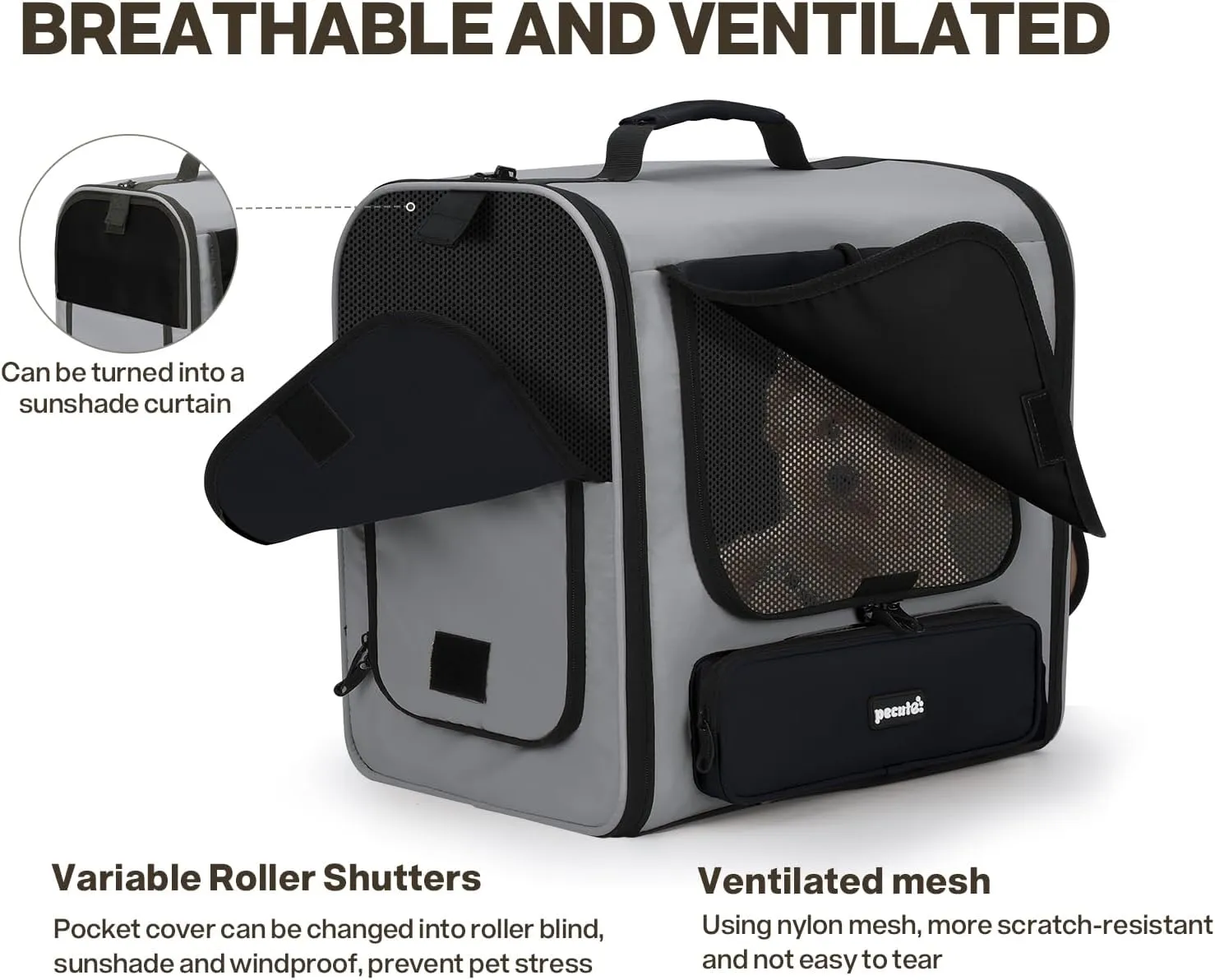 Pecute Cat Carrier Backpack Pet Carrier Backpack Widen Large Space, Stable Pet Backpack for Cat Small Dog, Ventilated Pet Backpack Miniature Dachshund Bag Suitable for Hiking, Camping Grey