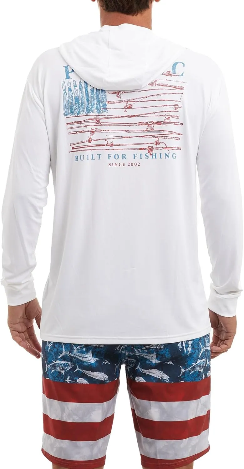 PELAGIC Apparel Men's Aquatek Reel Flag Hooded Fishing Shirt
