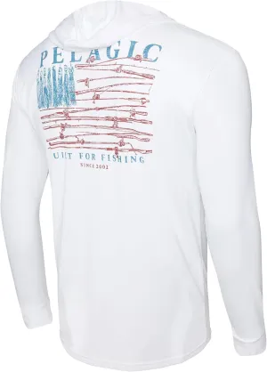 PELAGIC Apparel Men's Aquatek Reel Flag Hooded Fishing Shirt