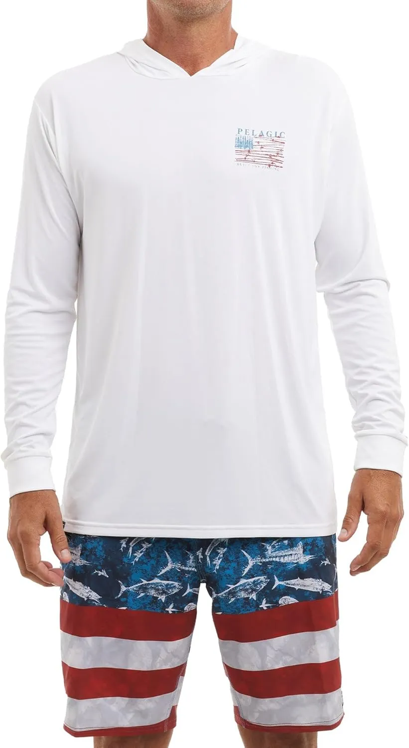 PELAGIC Apparel Men's Aquatek Reel Flag Hooded Fishing Shirt