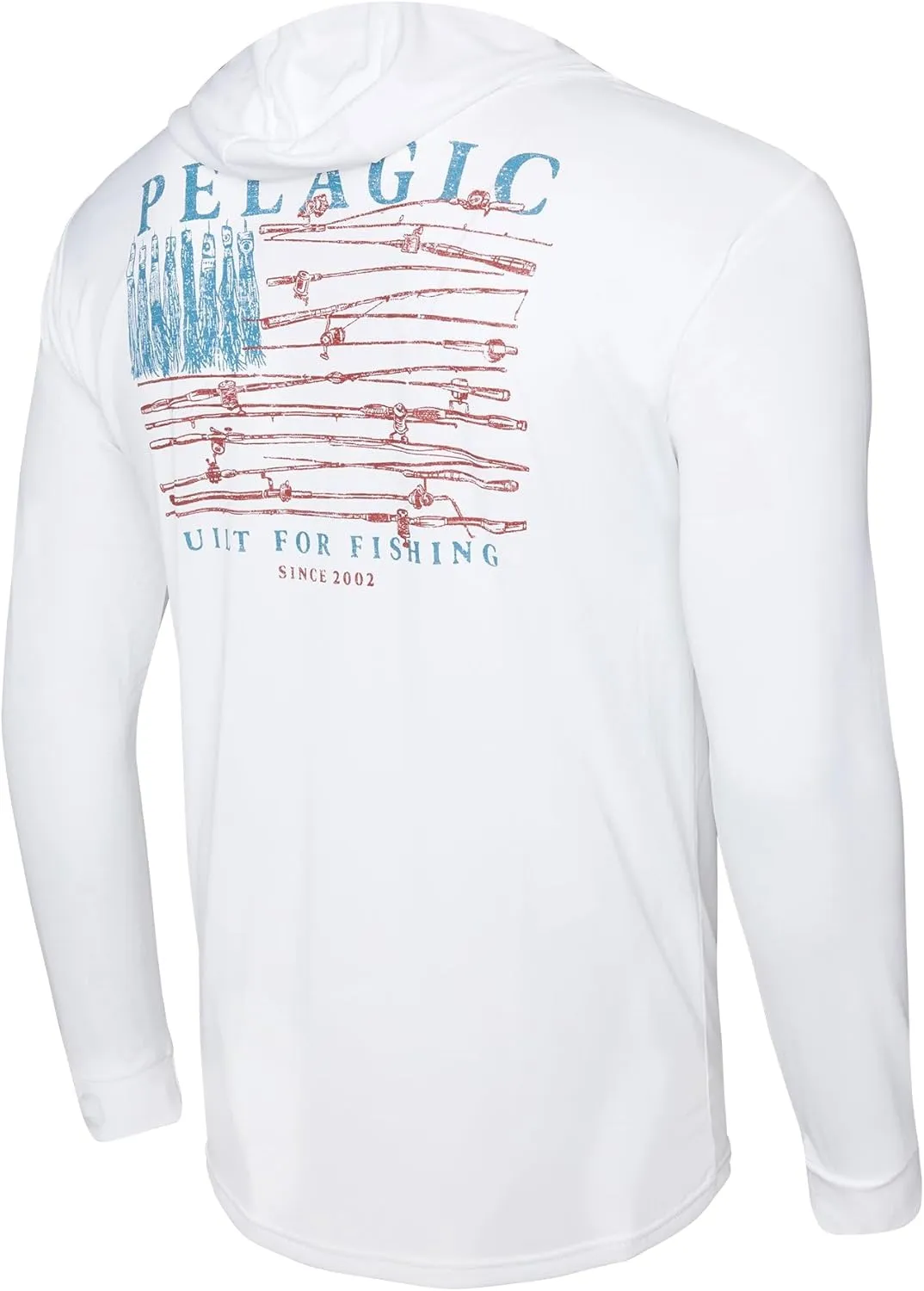 PELAGIC Apparel Men's Aquatek Reel Flag Hooded Fishing Shirt