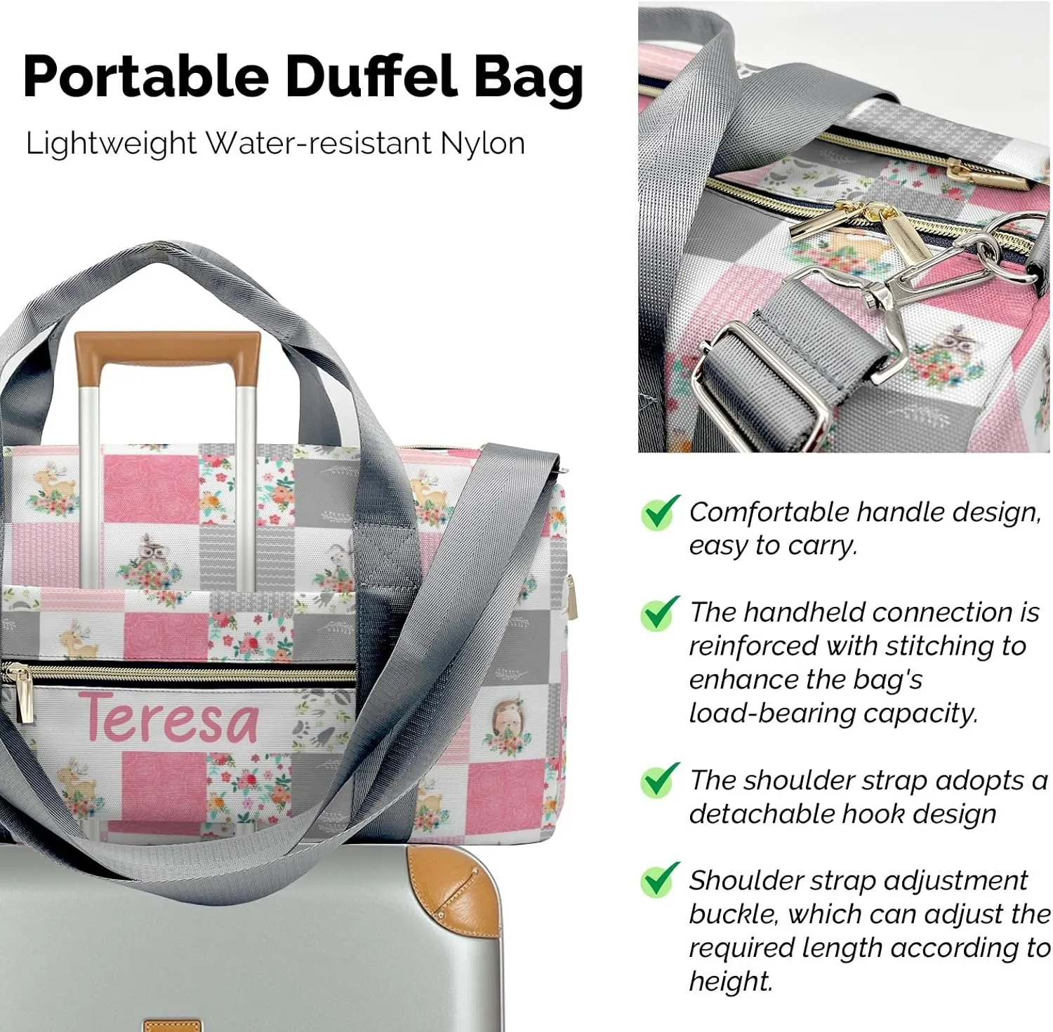 Personalized Animals Custom Multi-functional Travel Bag, Unisex Portable Duffel Bag, Short Distance Travel Assistant.